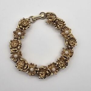 Florenza Vintage Gold Tone Floral Bracelet